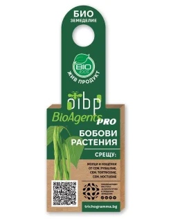 Етикетка з інформацією про органічні бобові та комах, шкідників насіння.